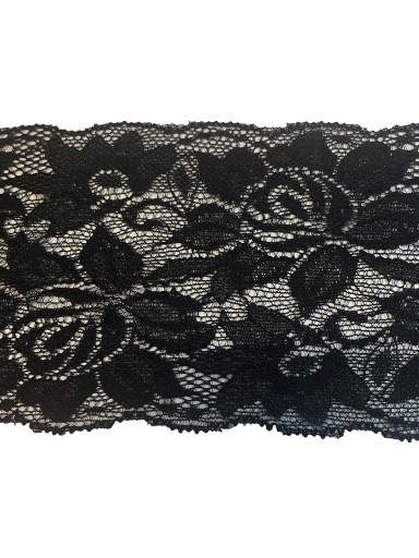 ŠTÝLOVÁ OZDOBNÁ ČIPKA 9CM, ELASTICKÁ, ČIERNA