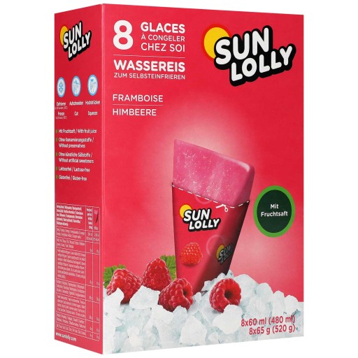 Sun Lolly Water Malinová zmrzlina na mrazenie 8 ks 520g