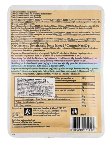 Ázijské korenie Teriyaki omáčka marináda v prášku na mäsové rebrá 50g