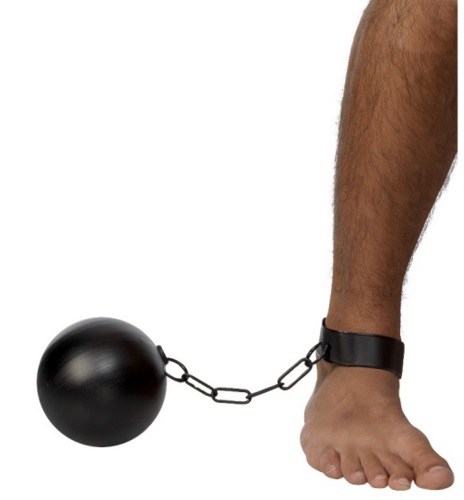 Lopta a reťaz pre väzňa na nohu odsúdeného