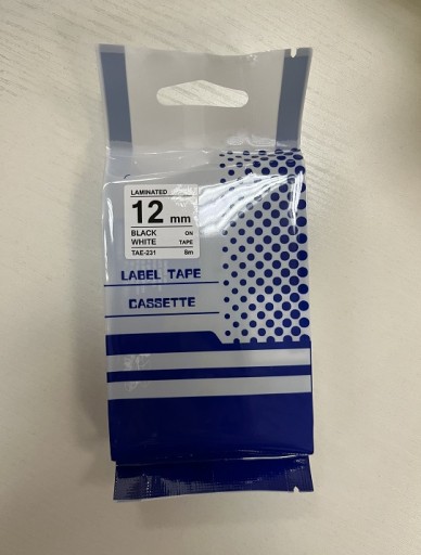 Páska TZe-231 pre tlačiarne Brother 12mm 8m Laminovaná biela