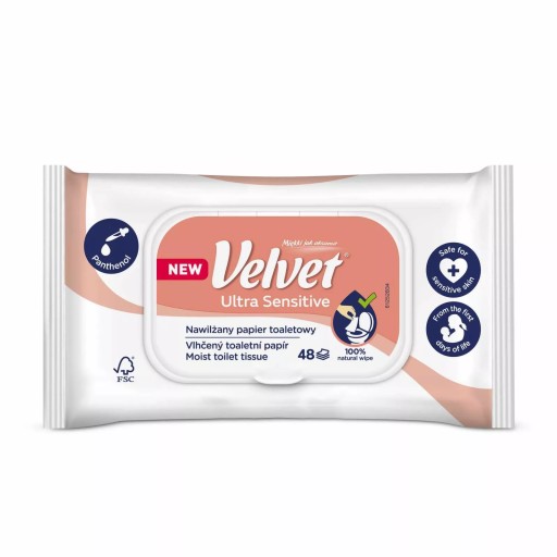 VELVET Vlhčený toaletný papier 2v1 ULTRA SENSITIVE, 48 kusov