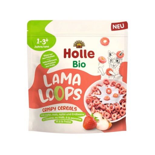 HOLLE BIO CRISPY CEREÁLNE GULIČKY JAHODOVÉ LAMA RINGS 125g