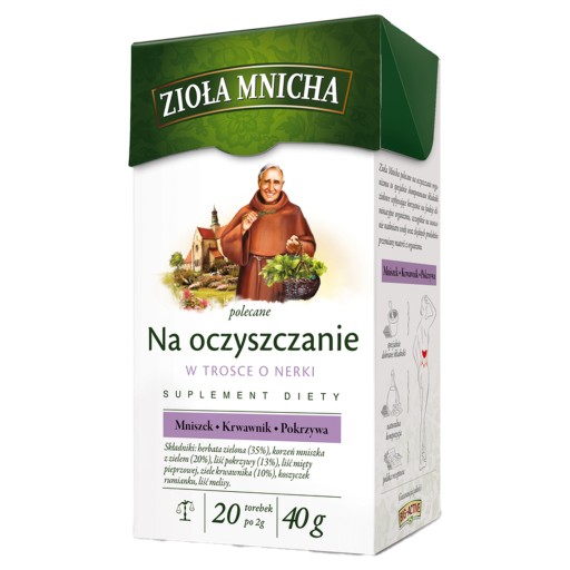 MNÍŠSKÝ BYLINKOVÝ ČAJ na prečistenie VEĽKÝCH AKTÍVNYCH obličiek 20 VRECOV