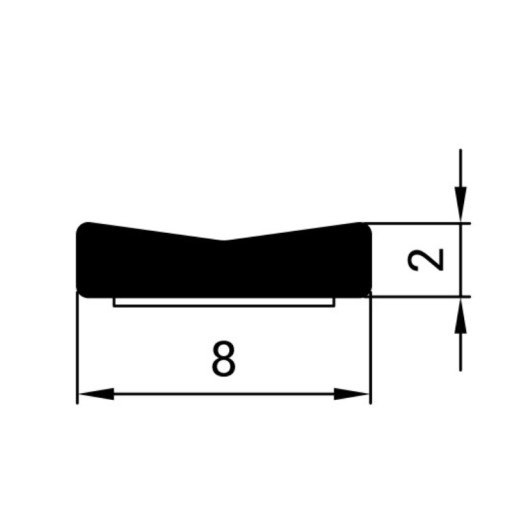 Tesnenie 8x2mm, čierna samolepiaca univerzálna páska na dvere a okná, 1m