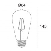E27 2W ST64 FILAMENT AMBER LED žiarovka