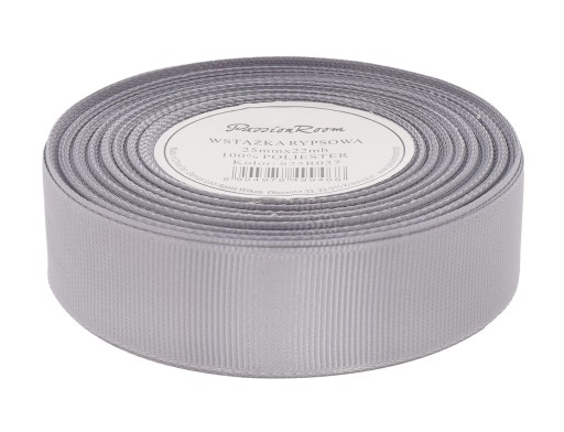 Grogrénová stuha na ozdobnú svadobnú výzdobu, 25mm 22mb, šedá