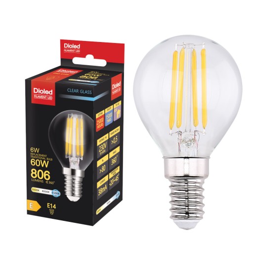 E14 LED žiarovka 6W 806lm, studená vlákno, dekoratívna