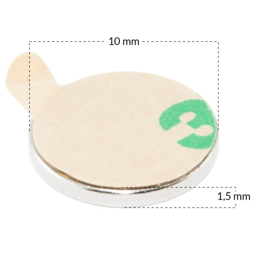 NEODYMOVÝ MAGNET 10x1,5 S LEPOM N38 - 15 KS