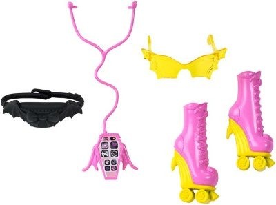 Mattel Monster High Spooky Príslušenstvo pre kolieskové korčule, set DNX43, topánky a doplnky