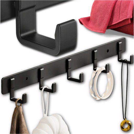 Kúpeľňový panel háčiky Vešiak Strong Black Wall Loft Závesná kúpeľňa