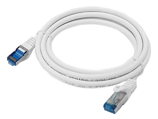 Cat.6A PIMF prepojovací kábel tienený RJ45-RJ45 1:1 Cu AWG26 biely 1,5m