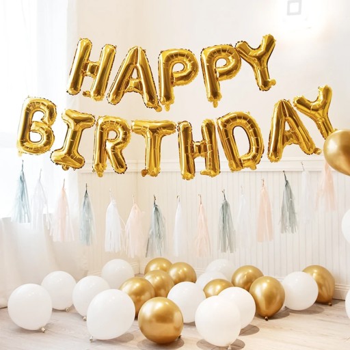 Fóliový balón nápis HAPPY BIRTHDAY fólia 1-99 narodeniny ZLATÁ girlanda