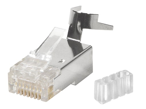 RJ45/8P8C STP zástrčka tienená kat.6A krútená dvojlinka AWG23-26 chvostová spona SOLARIX
