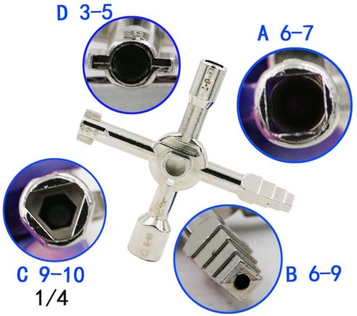UNIVERZÁLNY KĽÚČ PRE ELEKTRICKÉ SKRINÍKY, ROZVÁDZKOVÉ SKRIŇKY, OCEL 10v1