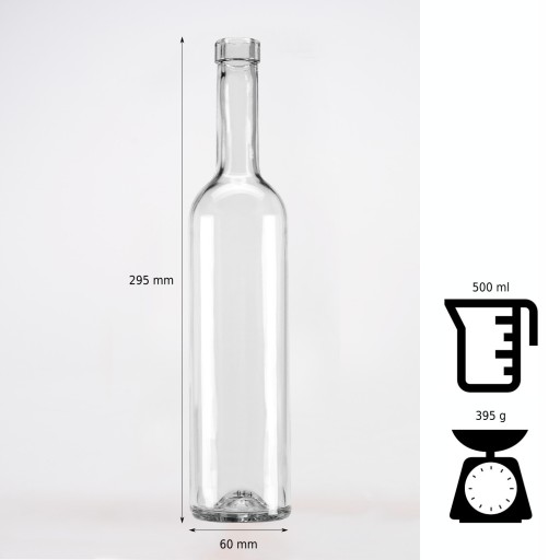 Futura sklenená fľaša 0,5l na tinktúry, šťavy + korok