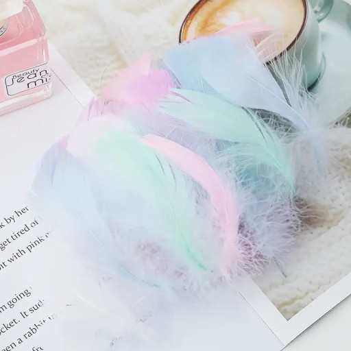 Perie pastelové farebné ozdobné pierka DIY 5 - 10 cm 250 ks