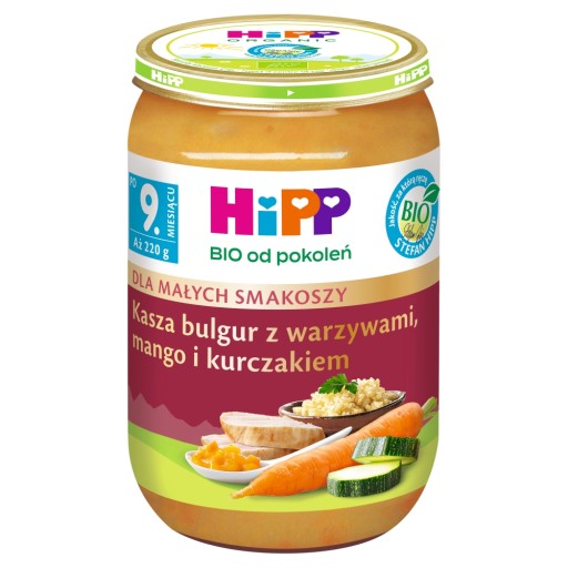 HiPP Bulgur so zeleninou, bio kuracie mäso, 220g