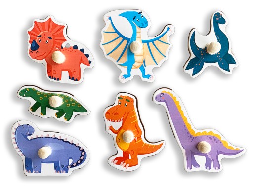 SMILY PLAY Montessori drevené puzzle dinosaury