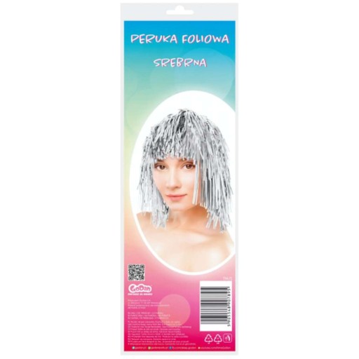 Lesklá SILVER fóliová parochňa na karneval