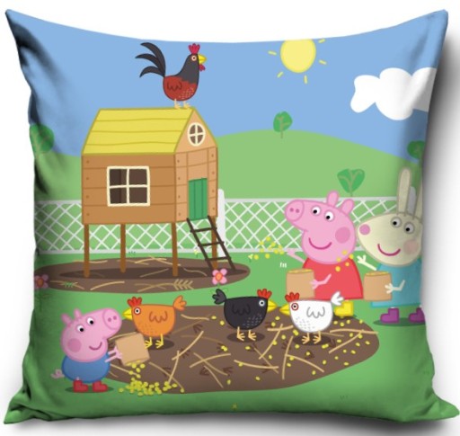 obliečka na vankúš Jasiek PEPPA PIG a George kŕmenie sliepok 40x40