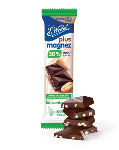 E.Wedel tyčinka plus horčík z tmavej čokolády s orieškami 24 g