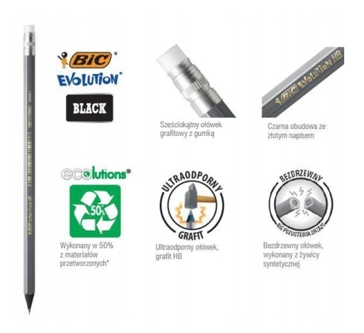 Bic Evolution ČIERNA ceruzka nerozbitná HB 1 ks.