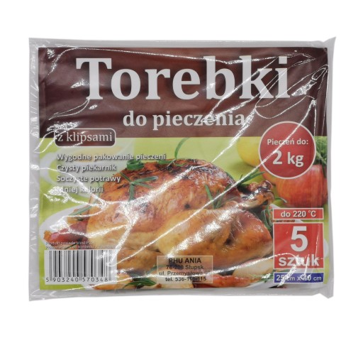 Vrecia na pečenie s klipsami 20 cm x 40 cm 5 ks