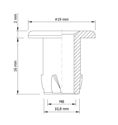 10x zásuvka M8 x 16mm s golierom, tepaná nábytková vložka do dreva, nožičky