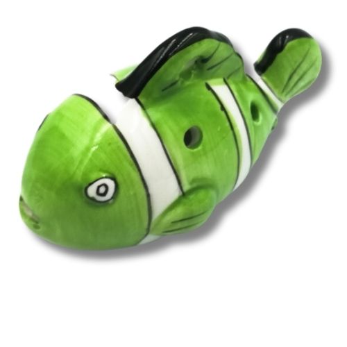 mini OCARINA keramická NEMO FISH zelená, 6 otvorov, rúčky, okaríny