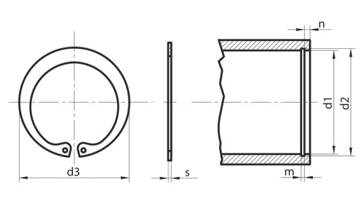 16mm - vnútorný KRUH - DIN 472 NEREZ - 10 ks