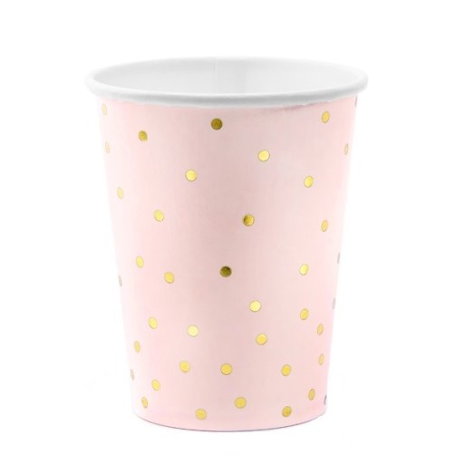 NARODENINOVÉ HRNČEKY ružové zlato bodky 260ml x6