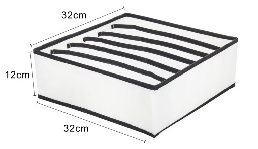 ORGANIZÁTOR ZÁSUVKY SO 6 PRIHORKAMI 32x12x32 cm ČIERNO-BIELA
