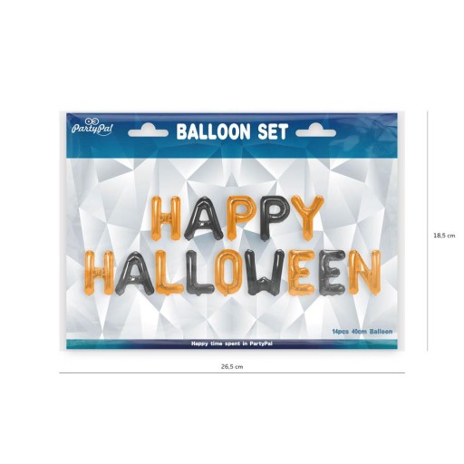 FÓLIOVÉ BALÓNKY HAPPY NÁVOD NA HALLOWEENSKÉ OZDOBY OZDOBY ČIERNE PÍSMENA POM