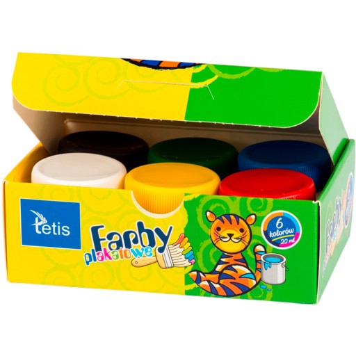 Plagátové farby Tetis KF001-A, 6 farieb