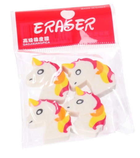 UNICORN ERASER ERASER 4 KS