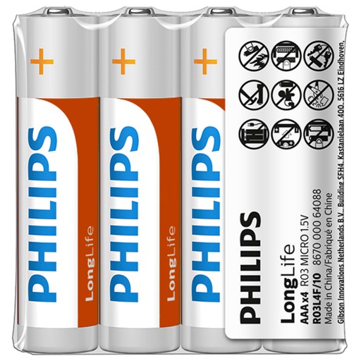PHILIPS Batéria R03 AAA BLISTER s dlhou výdržou 4 ks.