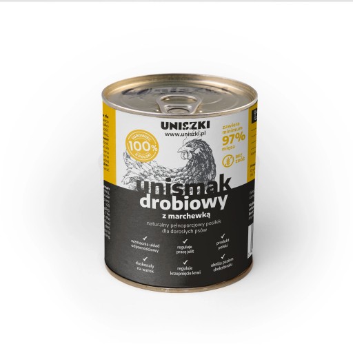UNIsmak Vlhké KRMIVO PRE PSOV, hydina s mrkvou, KONZERVY 410g UNISZKI