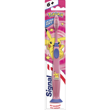POKEMON Signal Junior 6+ zubná kefka s prísavkou PINK PINK