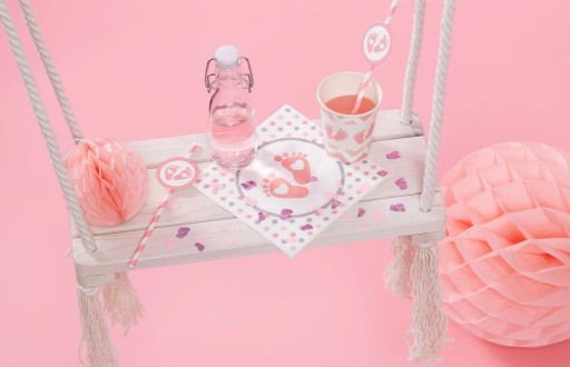 BIO papierové slamky BABY SHOWER 6 ks DIEVČAT