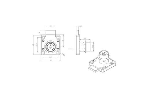SISO X850 zámok štvorhranný 19mm SQUARE14.01.052-2