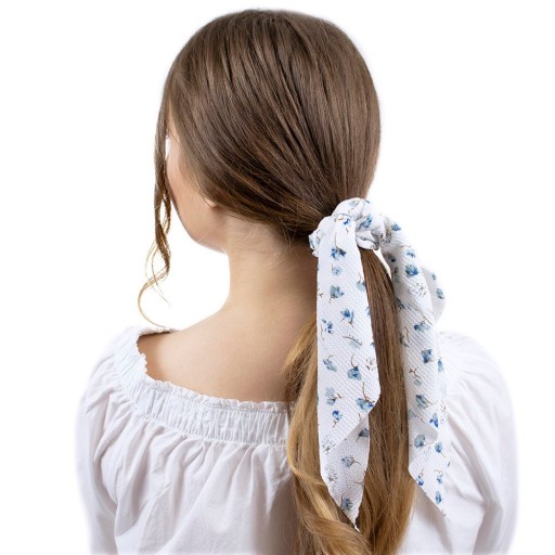 HAIR GUMBER SCRUNNCHIES BIELE kvety