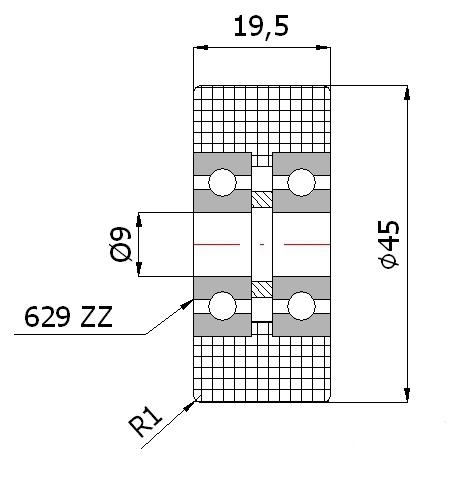 VALEC fi 45 DVOJITÉ LOŽISKO do 80 kg 9mm