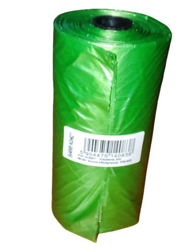 Zelené, biologicky rozložiteľné vrecká na psie exkrementy 1 rolka 20 ks 6x3 cm
