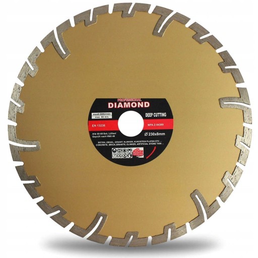 DIAMANTOVÝ DISK 230 x 22,2 VÝKON HĹBKÉHO REZANIA
