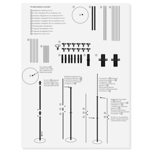 Stojan BALLOON RACK 13 palíc Dekorácia Svadobné prijímanie Narodeniny 130cm