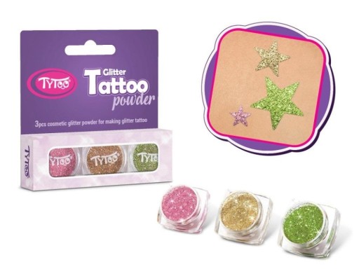 TYTOO. SET TETOVANIA GLITTER 3 FARBY