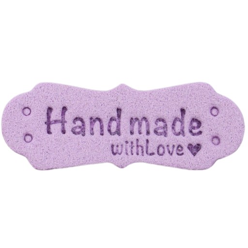 Etiketa HAND MADE fialová musí mať 2446