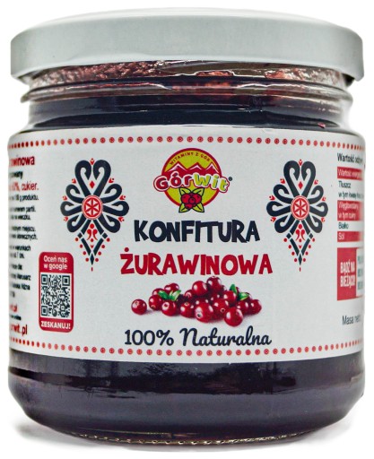 CRANBERRIES Sladkokyslý brusnicový džem Zaváraniny z Podhalia 215G