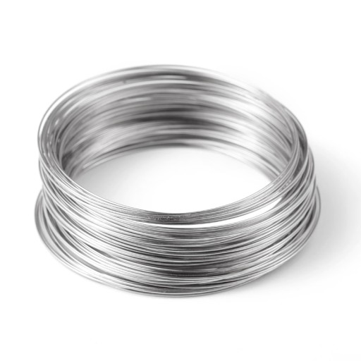 Pamäťový drôt na náramky, oceľ, platina, 65 x 0,5 mm, 50 rebier